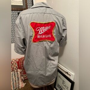 Miller High Life XL Work Shirt Vintage Beer Logo Button Up Short Sleeve